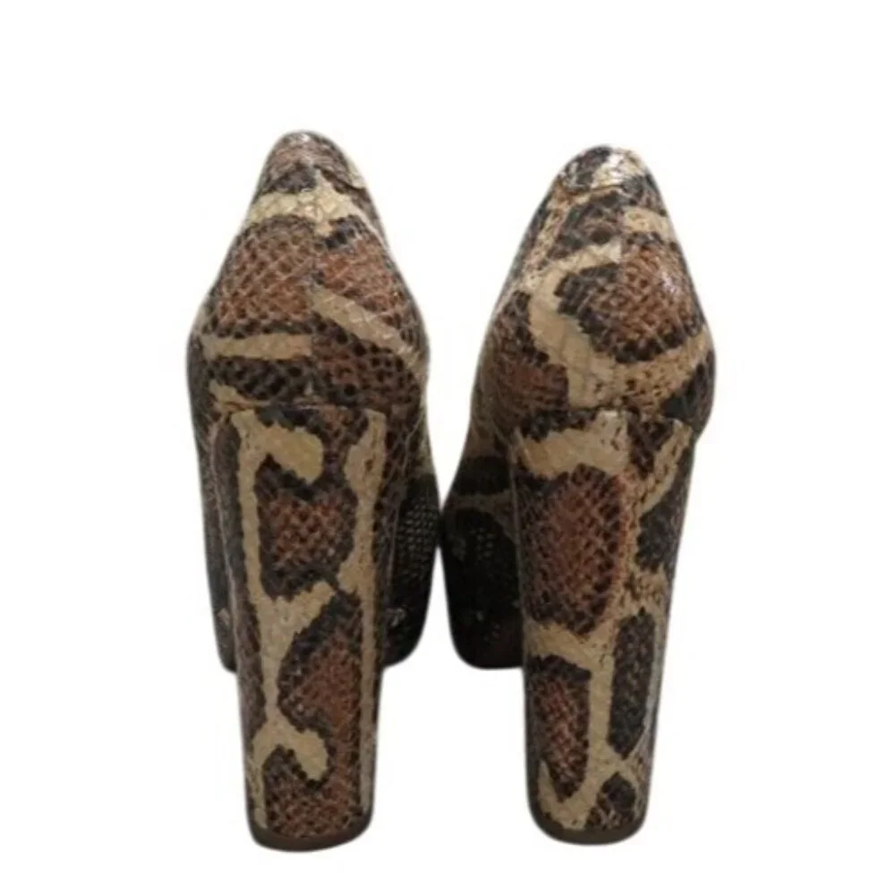 LORENZO MARI Italian Leather Snakeskin Python Embossed Platform Block Heels 38